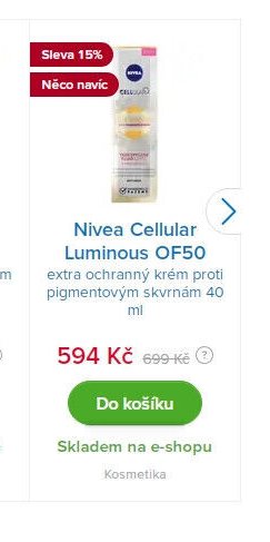 Nivea Cellular Luminous OF50 extra ochranný krém proti pigmentovým skvrnám 40 ml