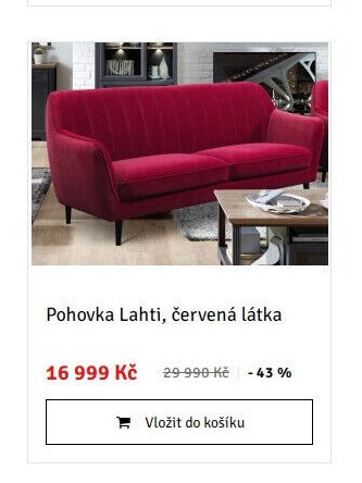Pohovka Lahti, červená látka