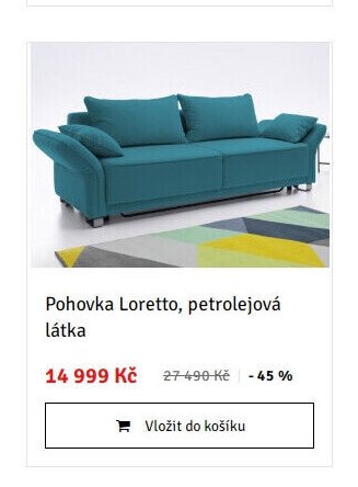 Pohovka Loretto, petrolejová látka