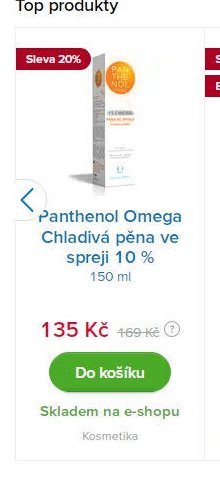 Panthenol Omega Chladivá pěna ve spreji 10 % 150 ml