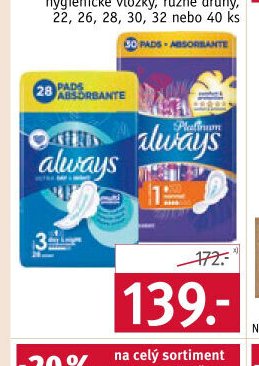 Always Ultra nebo Platinum hygienické vložky