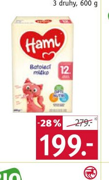 HAMI pokračovací mléčná výživa, 3 druhy, 600 g