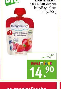 BABYDREAM 100% BIO ovocné kapsičky, různé druhy, 90 g