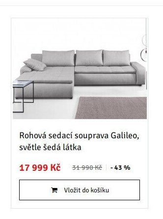 Rohová sedací souprava Galileo, světle šedá látka