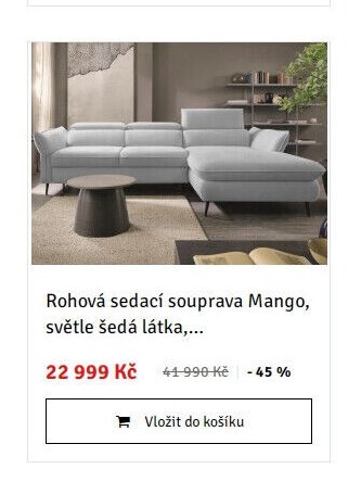 Rohová sedací souprava Mango, světle šedá látka,...