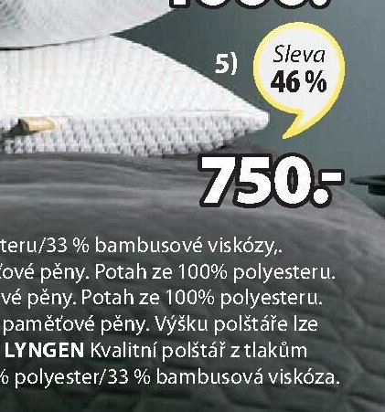 LYNGEN Kvalitní polštář z tlakům ulevující drcené vzdušné paměťové pěny