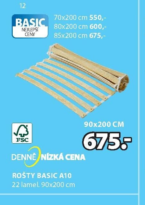 ROŠTY BASIC A10 22 lamel. 90x200 cm