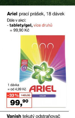 Ariel prací prášek, 18 dávek