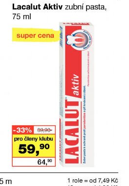 Lacalut Aktiv zubní pasta, 75 ml