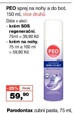 PEO sprej na nohy a do bot, 150 ml