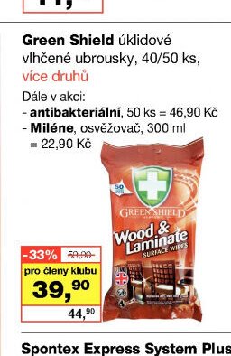 Green Shield úklidové vlhčené ubrousky