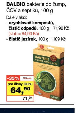 BALBIO bakterie do žump, ČOV a septiků
