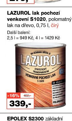 LAZUROL lak pochozí venkovní S1020