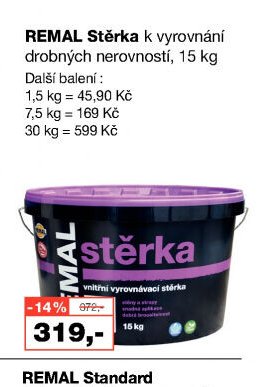 REMAL Stěrka k vyrovnání drobných nerovností, 15 kg