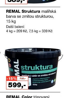 REMAL Struktura malířská barva se zrnitou strukturou, 15 kg