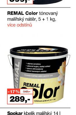 REMAL Color tónovaný malířský nátěr, 5+1 kg