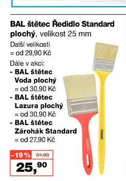 BAL štětec Ředidlo Standard plochý, velikost 25 mm