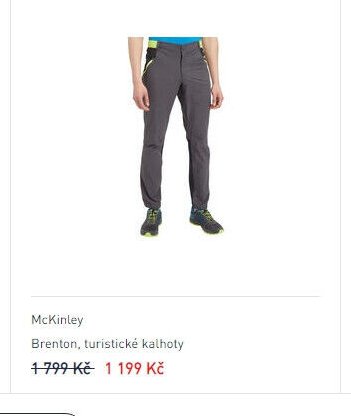 McKinley Brenton, turistické kalhoty