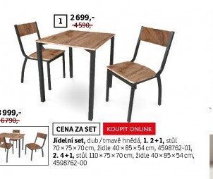 Jídelní set, dub/tmavě hnědá