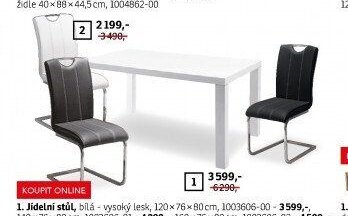 Jídelní stůl, bílá - vysoký lesk