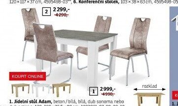Jídelní stůl Adam, beton/bílá