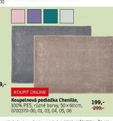 Koupelnová podložka Chenille, 100% PES, různé barvy, 50x60 cm
