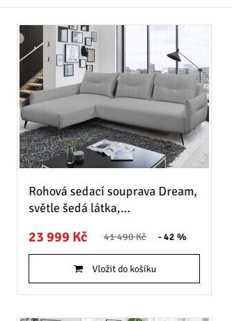 Rohová sedací souprava Dream, světle šedá látka