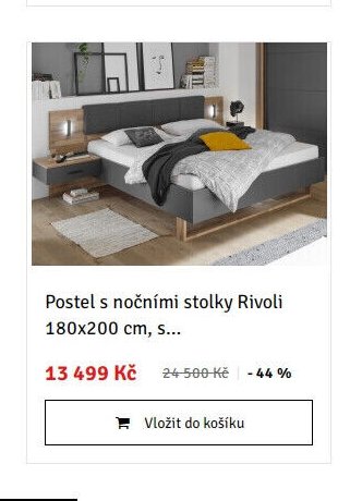 Postel s nočními stolky Rivoli 180x200 cm, s