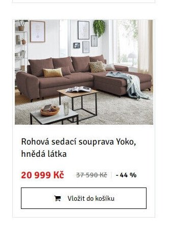 Rohová sedací souprava Yoko, hnědá látka