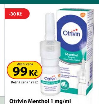 Otrivin Menthol 1 mg/ml nosní sprej, roztok, 10 ml