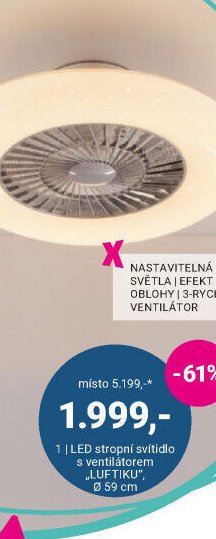 LED stropní svítidlo s ventilátorem „LUFTIKU“