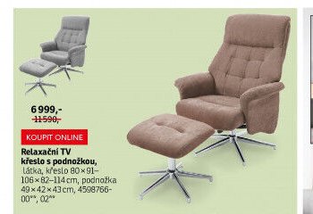 Relaxační TV křeslo s podnožkou