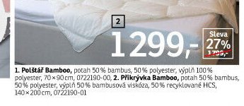 Přikrývka Bamboo, potah 50% bambus, 50% polyester, 50% recyklované HCS, 140x200 cm