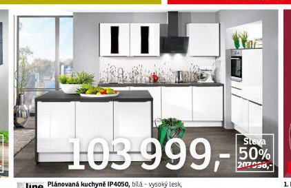 Plánovaná kuchyně IP4050, bílá - vysoký lesk