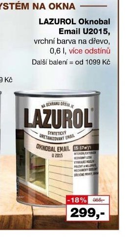 LAZUROL Oknobal Email U2015, vrchní barva na dřevo, 0,6 l, více odstínů - Barvy a laky drogerie aktualniletaky.eu