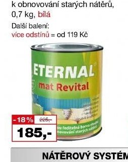 Eternal mat Revital vodouředitelná barva k obnovování starých nátěrů, 0,7 kg, bílá - Barvy a laky drogerie aktualniletaky.eu