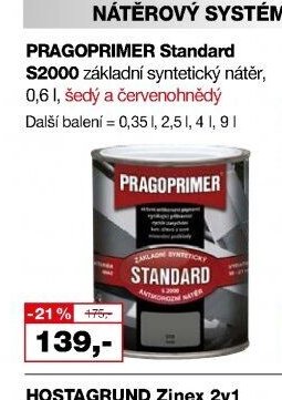 PRAGOPRIMER Standard S2000 základní syntetický nátěr, 0,6 l, šedý a červenohnědý - Barvy a laky drogerie aktualniletaky.eu