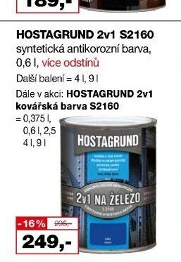 HOSTAGRUND 2v1 S2160 syntetická antikorozní barva, 0,6 l, více odstínů - Barvy a laky drogerie aktualniletaky.eu