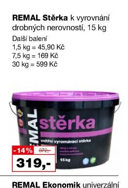 REMAL Stěrka k vyrovnání drobných nerovností - Barvy a laky drogerie aktualniletaky.eu