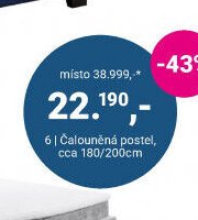 6 | Čalouněná postel, cca 180/200cm