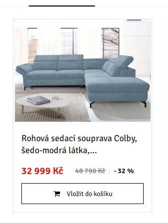 Rohová sedací souprava Colby, šedo-modrá látka,...