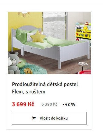 Prodloužitelná dětská postel Flexi, s roštem