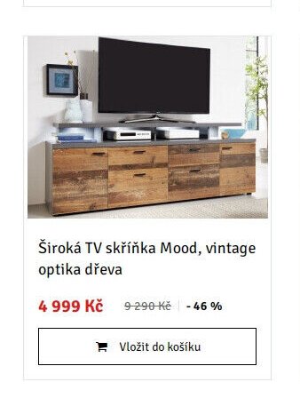 Široká TV skříňka Mood, vintage optika dřeva
