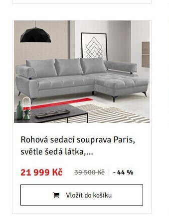 Rohová sedací souprava Paris, světle šedá látka,...