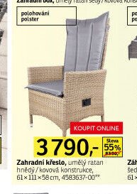 Zahradní křeslo, umělý ratan hnědý/kovová konstrukce