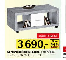 Konferenční stolek Stone, beton/bílá