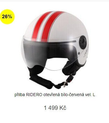 přilba RIDERO otevřená bílo-červená vel. L