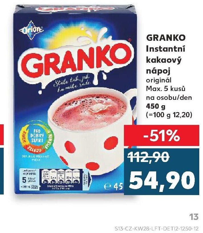 GRANKO Instantní kakaový nápoj originál 450 g