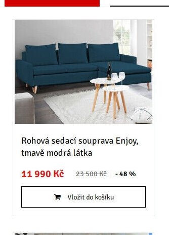 Rohová sedací souprava Enjoy, tmavě modrá látka