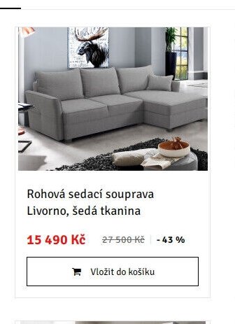 Rohová sedací souprava Livorno, šedá tkanina